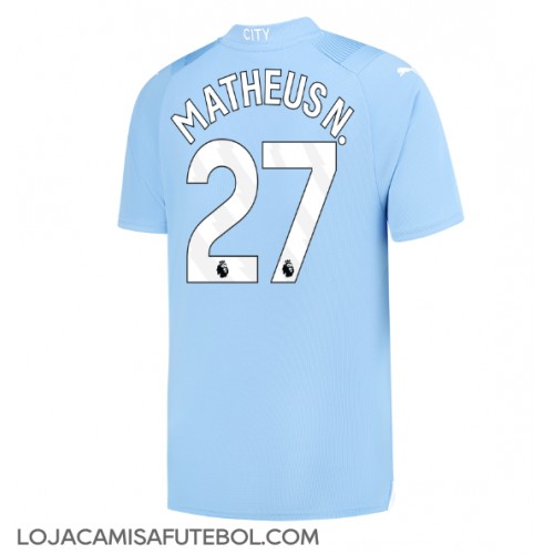 Camisa de Futebol Manchester City Matheus Nunes #27 Equipamento Principal 2023-24 Manga Curta